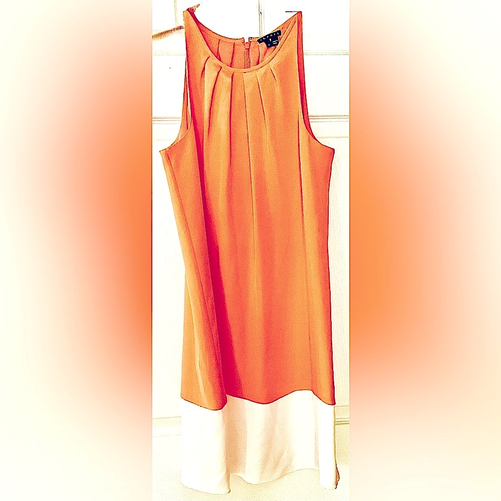Theory *BRAND NEW* Sheath Mini Dress Womens Size 2 Silk Retro Orange Sleeveless